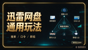 迅雷网盘通用玩法:搜索 / 口令 / 群组