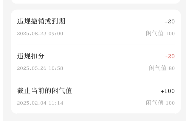 90 天反省期后涨回 100 分